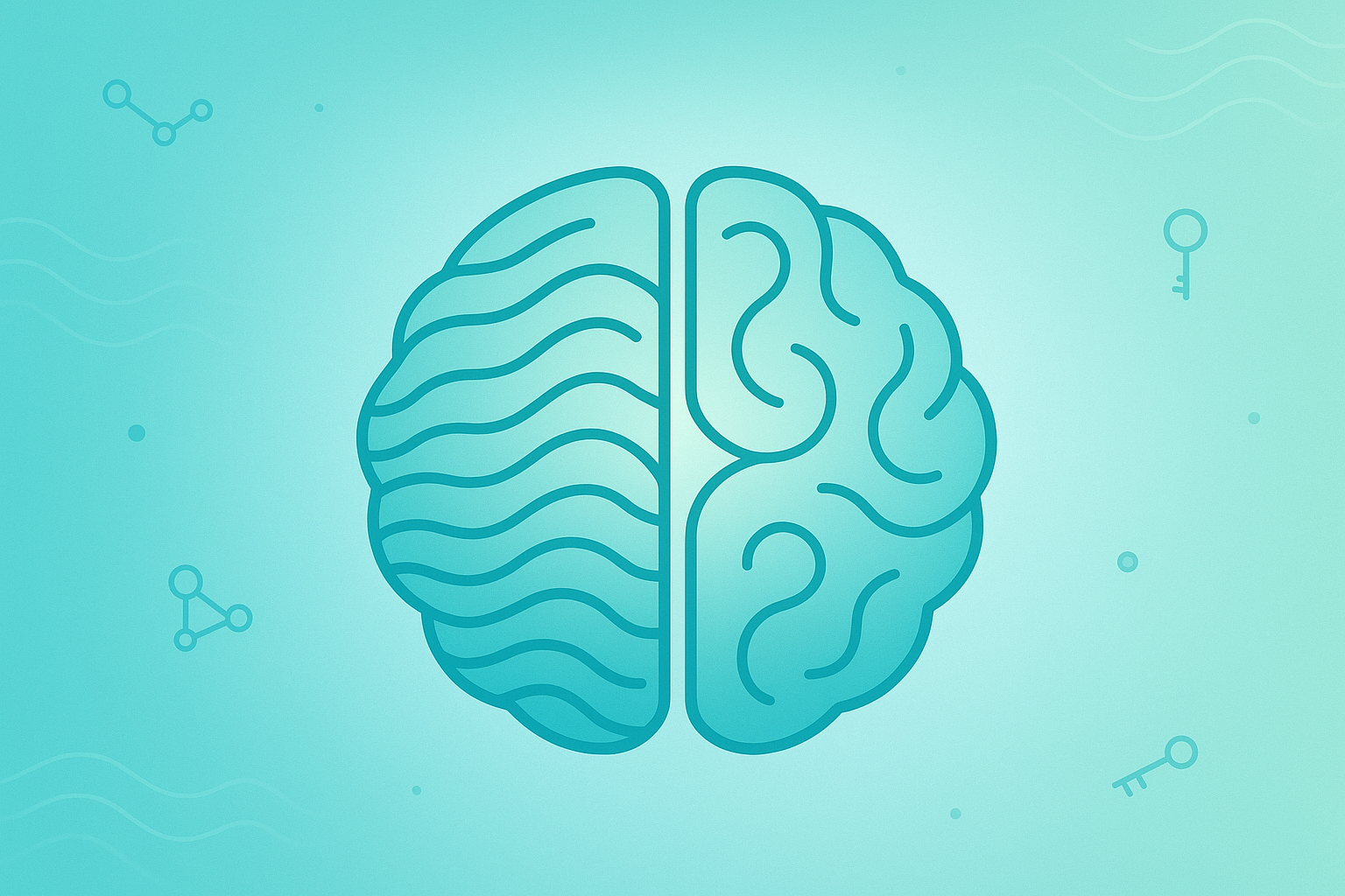 An illustration of a brain on a light blue background